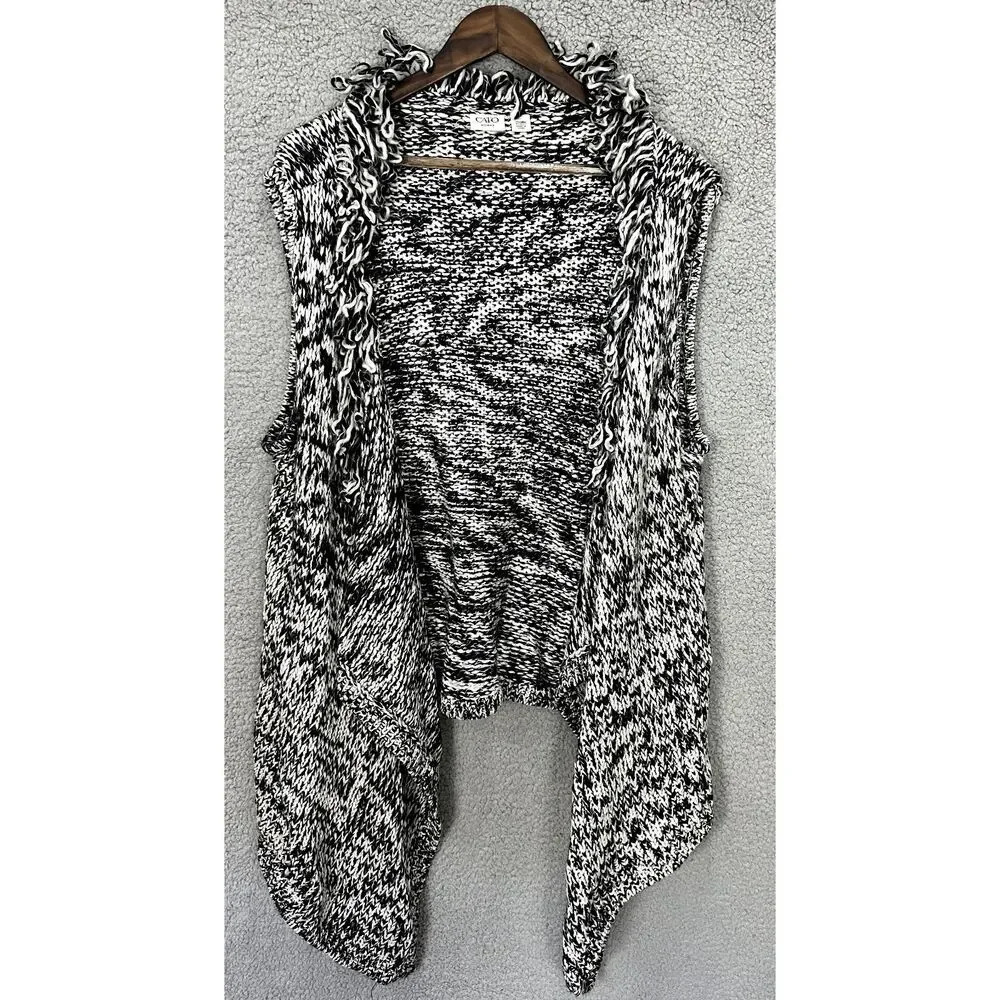 Cato sweater vest 22W chunky knit open front waterfall fringe‎ western boho